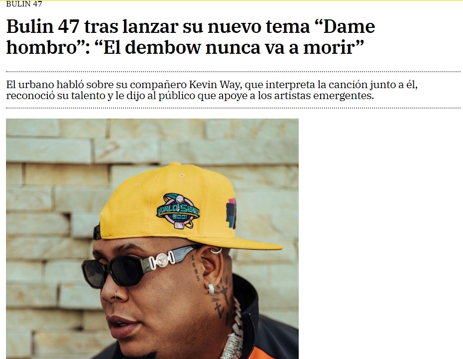 Listín Diario reporting on Bulin 47's Dame Hombro global trend, October 9, 2026